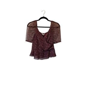American Eagle Womens Wine Plum Sheer Blouse